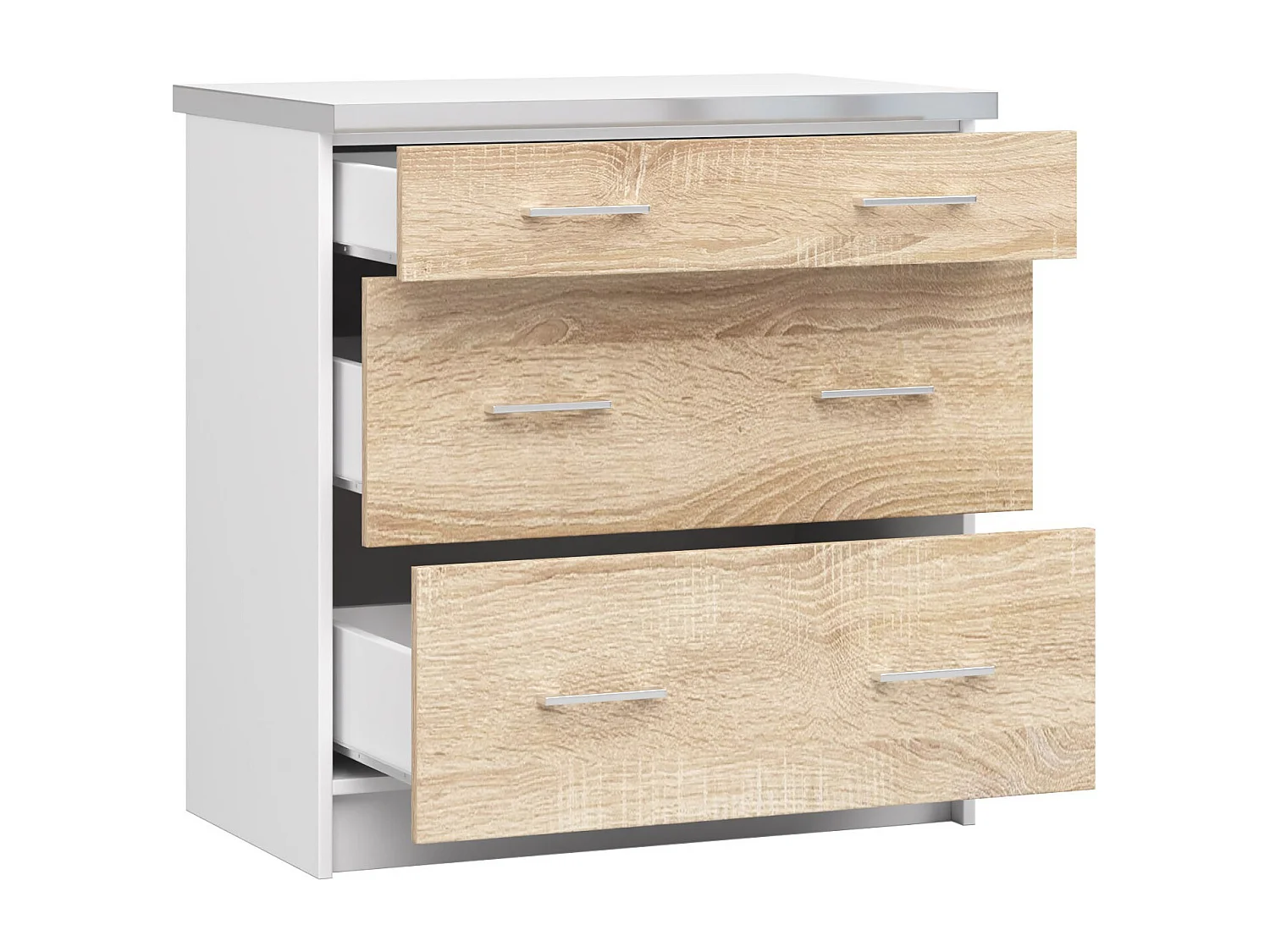 Armoires de cuisine basse AKORD S80 LIMA Blanc 80 cm 3 tiroirs façade Chêne Sonoma 80x44,5x82 cm