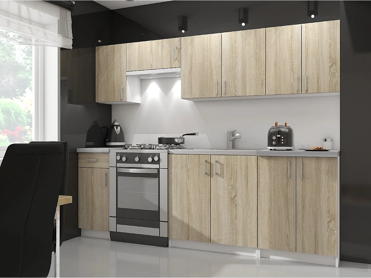 Armoires de cuisine basse AKORD S80 LIMA Blanc 80 cm 3 tiroirs façade Chêne Sonoma 80x44,5x82 cm