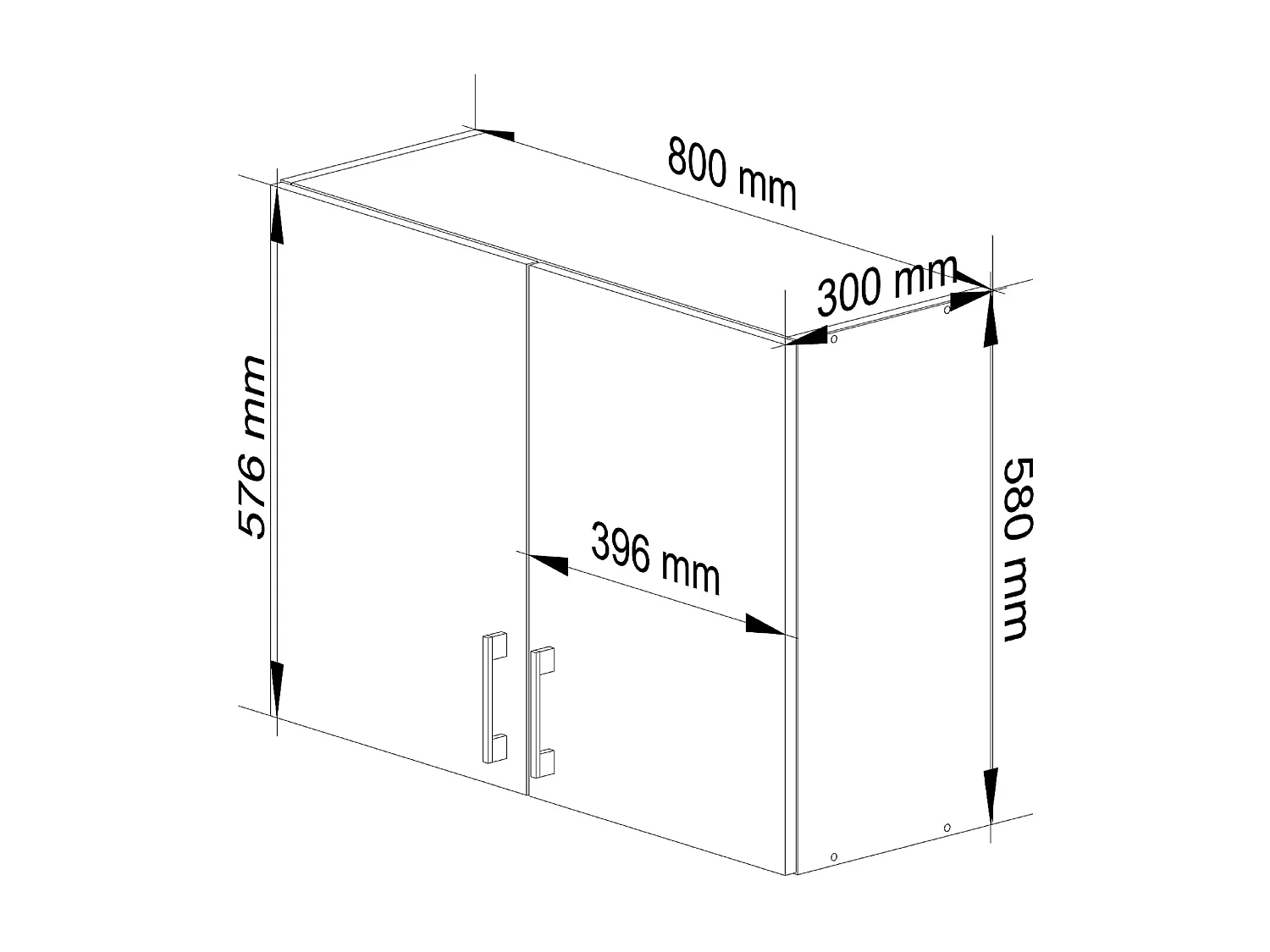 Armario colgante de cocina AKORD W80 Lima Blanco 80 cm 2 puertas Roble Sonoma 2 estantes 80x30,5x58 cm