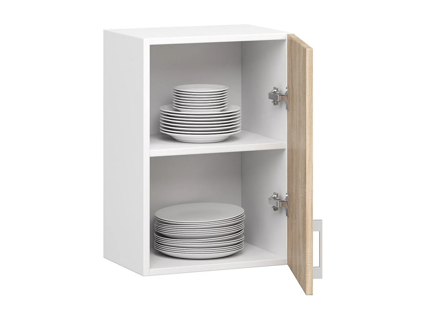 Armoires de cuisine haute AKORD W40 LIMA Blanc 40 cm 1 porte façade Chêne Sonoma 2 étagères 40x30,5x58 cm