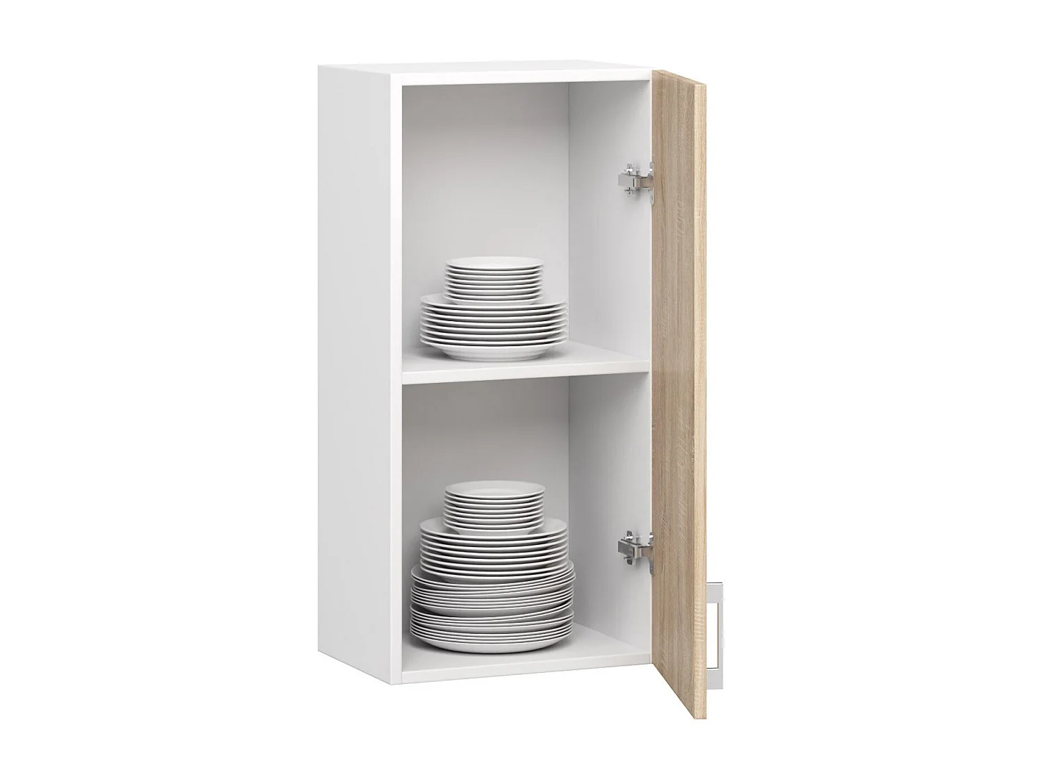 Armoires de cuisine haute AKORD W40 LIMA H720 Blanc 40 cm 1 porte façade Chêne Sonoma 2 étagères 40x30,5x72 cm
