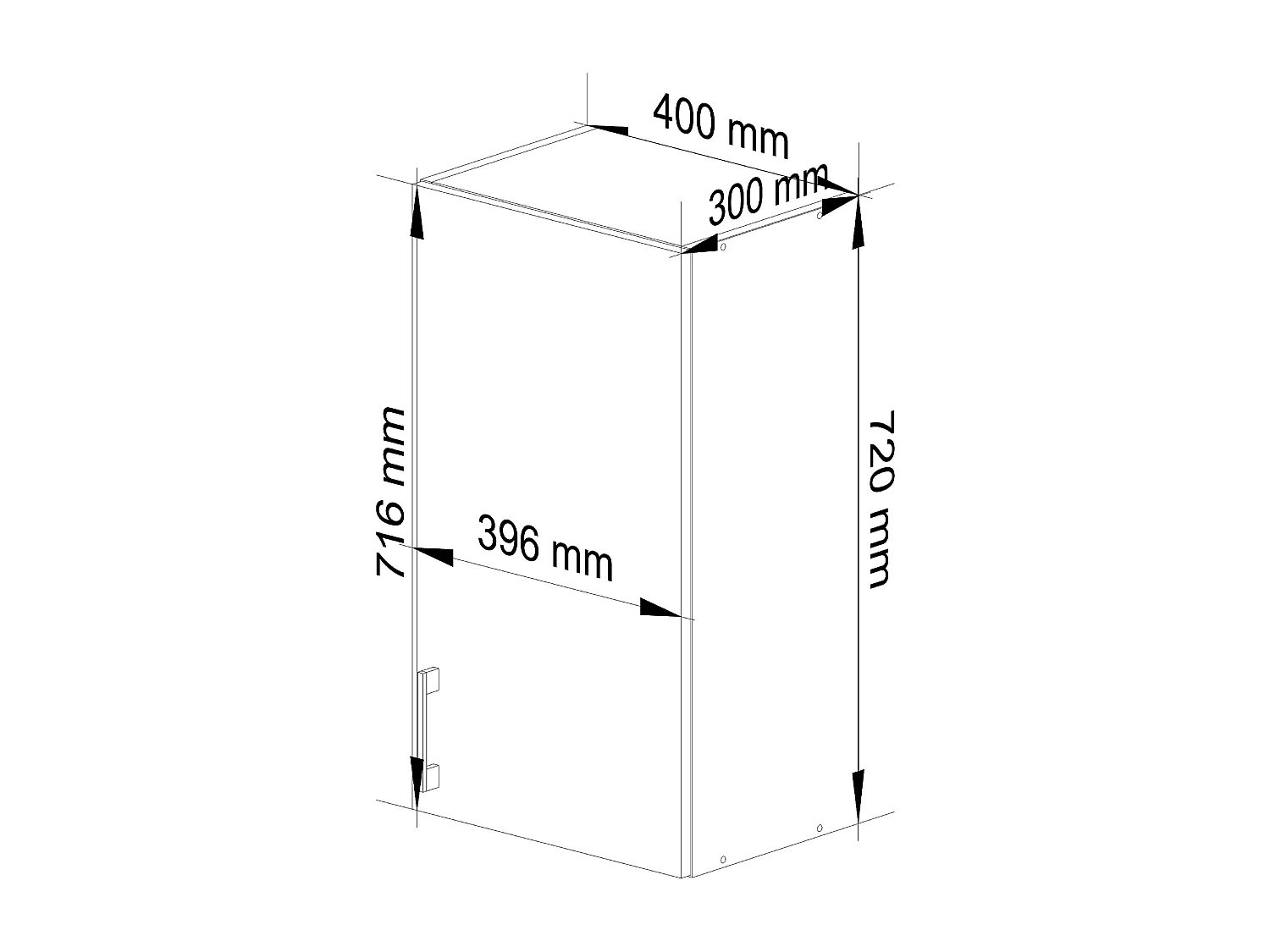 Armoires de cuisine haute AKORD W40 LIMA H720 Blanc 40 cm 1 porte façade Chêne Sonoma 2 étagères 40x30,5x72 cm