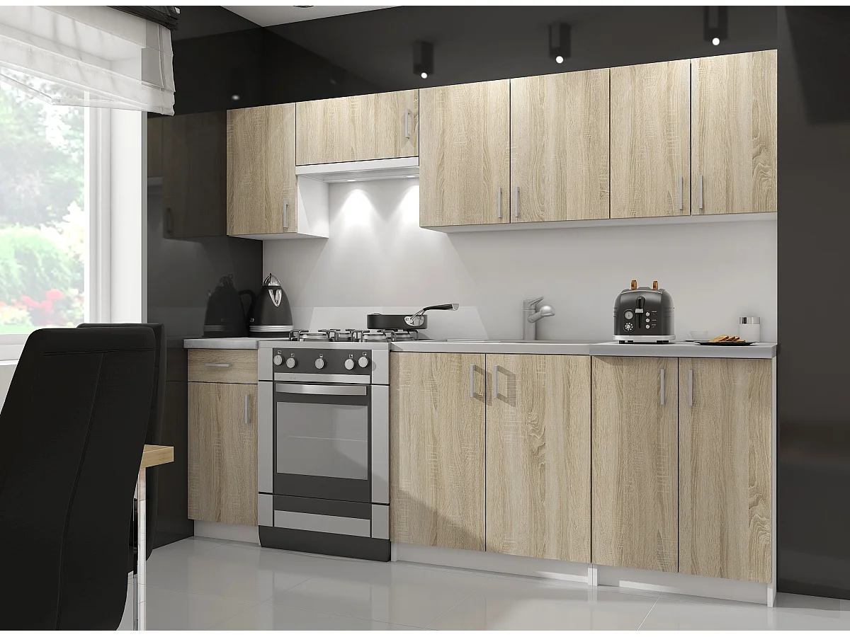 Armoires de cuisine haute AKORD W40 LIMA H720 Blanc 40 cm 1 porte façade Chêne Sonoma 2 étagères 40x30,5x72 cm