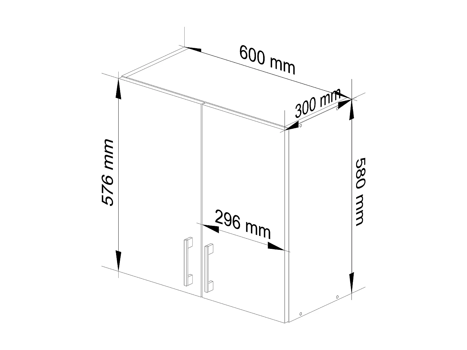 Armoires de cuisine haute AKORD W60 LIMA Blanc 60 cm 2 portes façade Chêne Sonoma 2 étagères 60x30,5x58 cm
