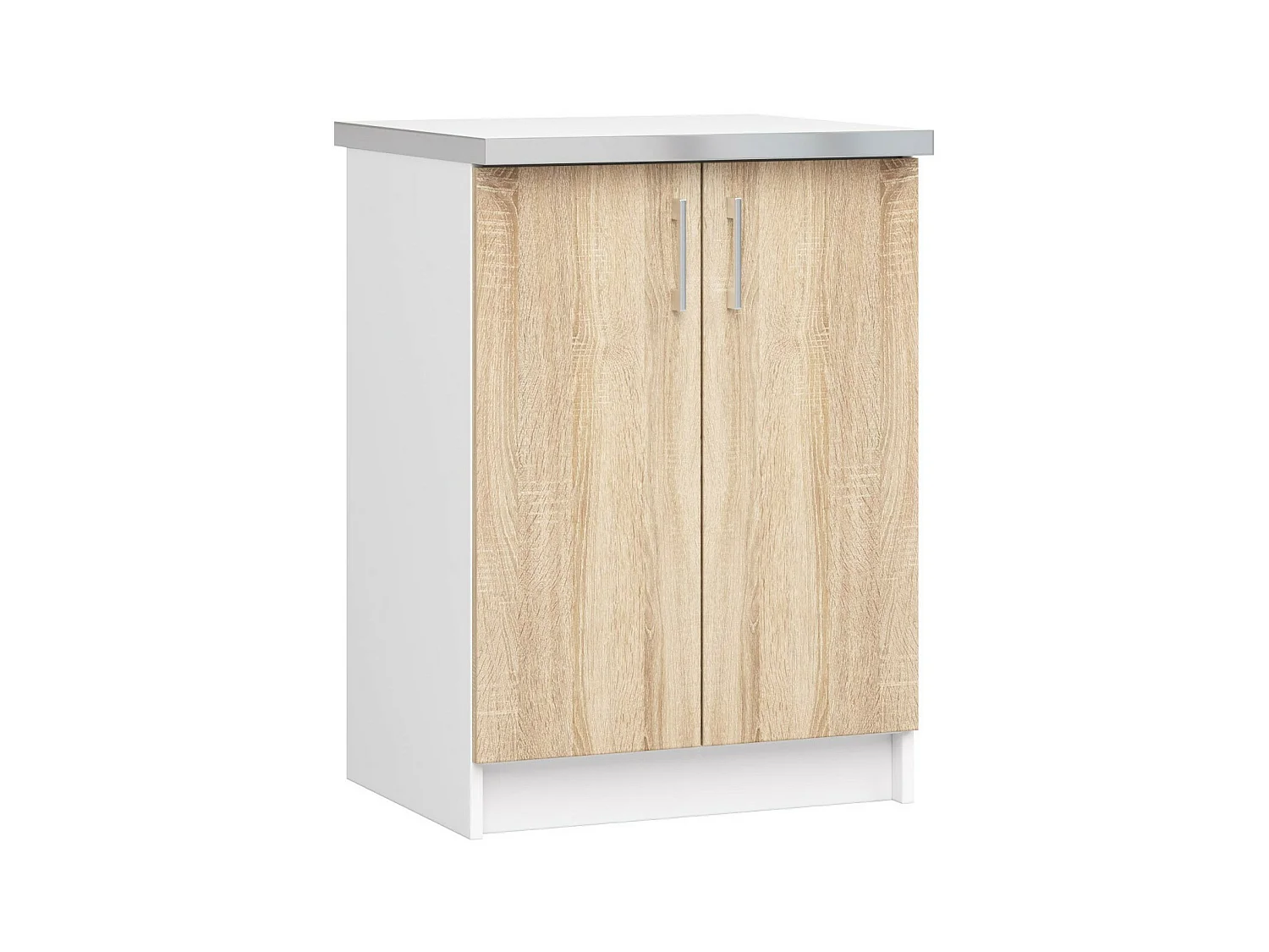 Armoires de cuisine basse AKORD S60 LIMA Blanc 60 cm 2 portes façade Chêne Sonoma 2 étagères 60x44,5x82 cm