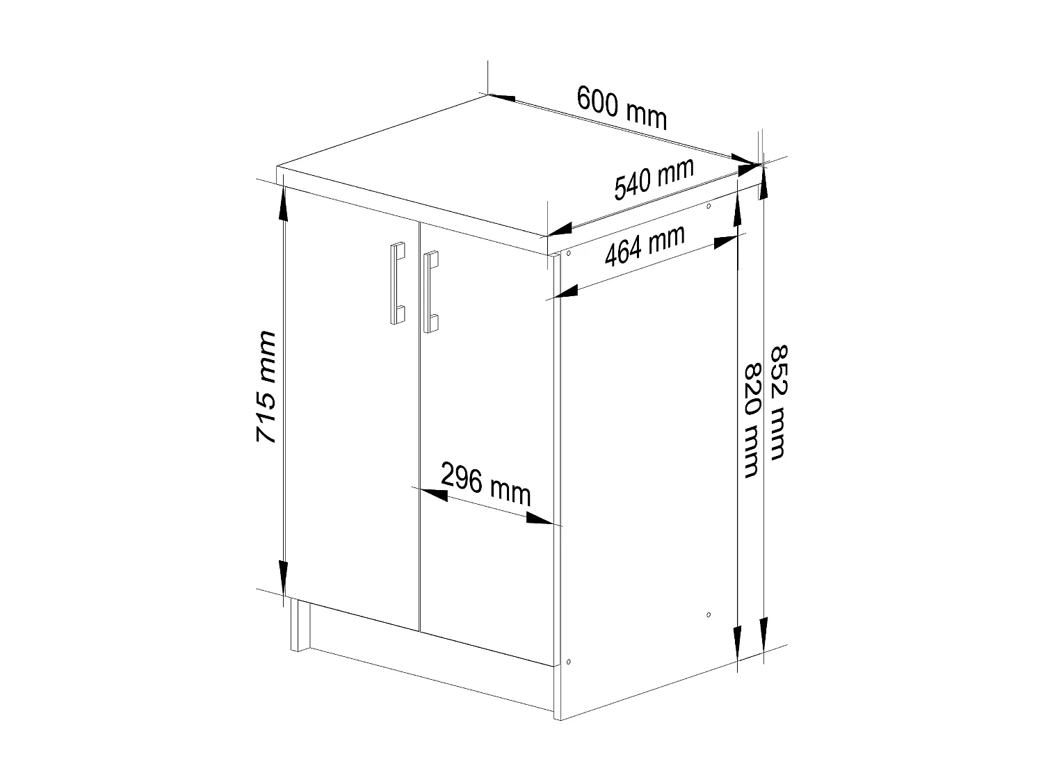 Keukenkast modulaire LIMA S60 met Verkblad / Onderkast met 2 Deuren / AKORD Furniture Factory / Wit - Sonoma Eik / 60 x 82 x 44,5 cm