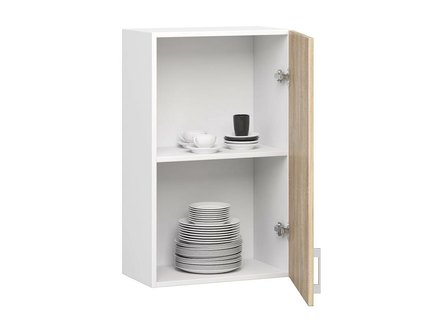 Keukenkast modulaire LIMA W50 met 1 Deur / Hangkast / Bovenkast / AKORD Furniture Factory / Wit - Sonoma Eik / 50 x 72 x 30,5 cm