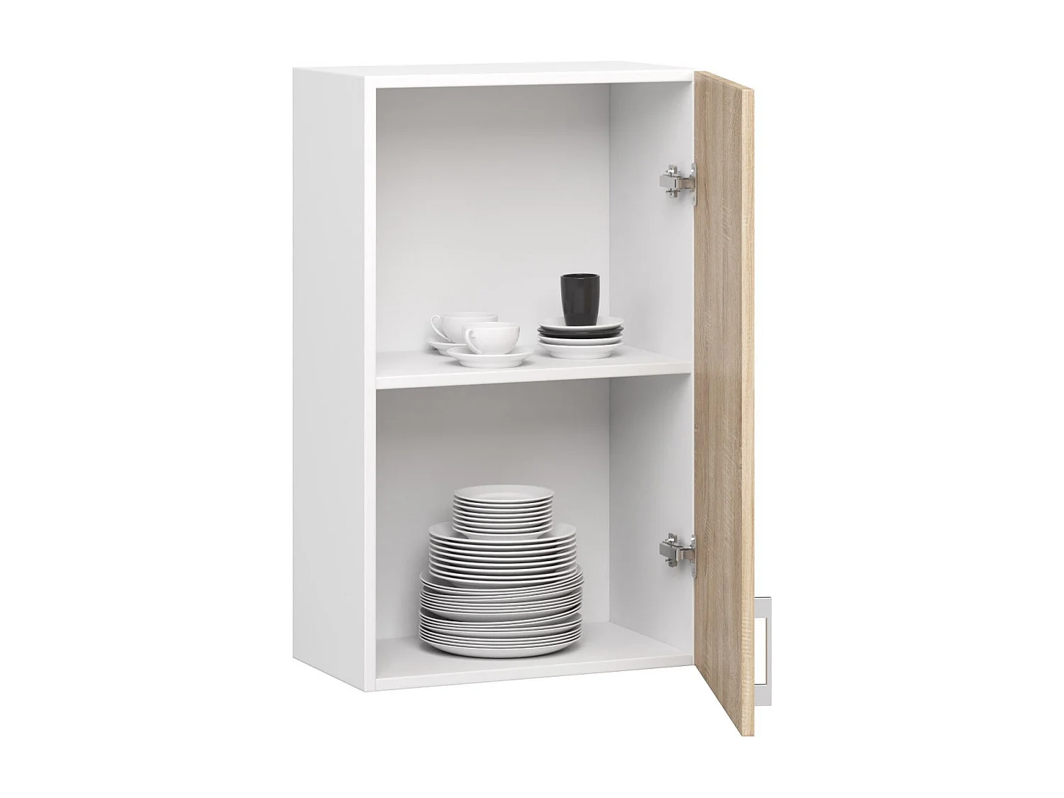 Armoires de cuisine haute AKORD W50 LIMA H720 Blanc 50 cm 1 porte façade Chêne Sonoma 2 étagères 50x30,5x72 cm