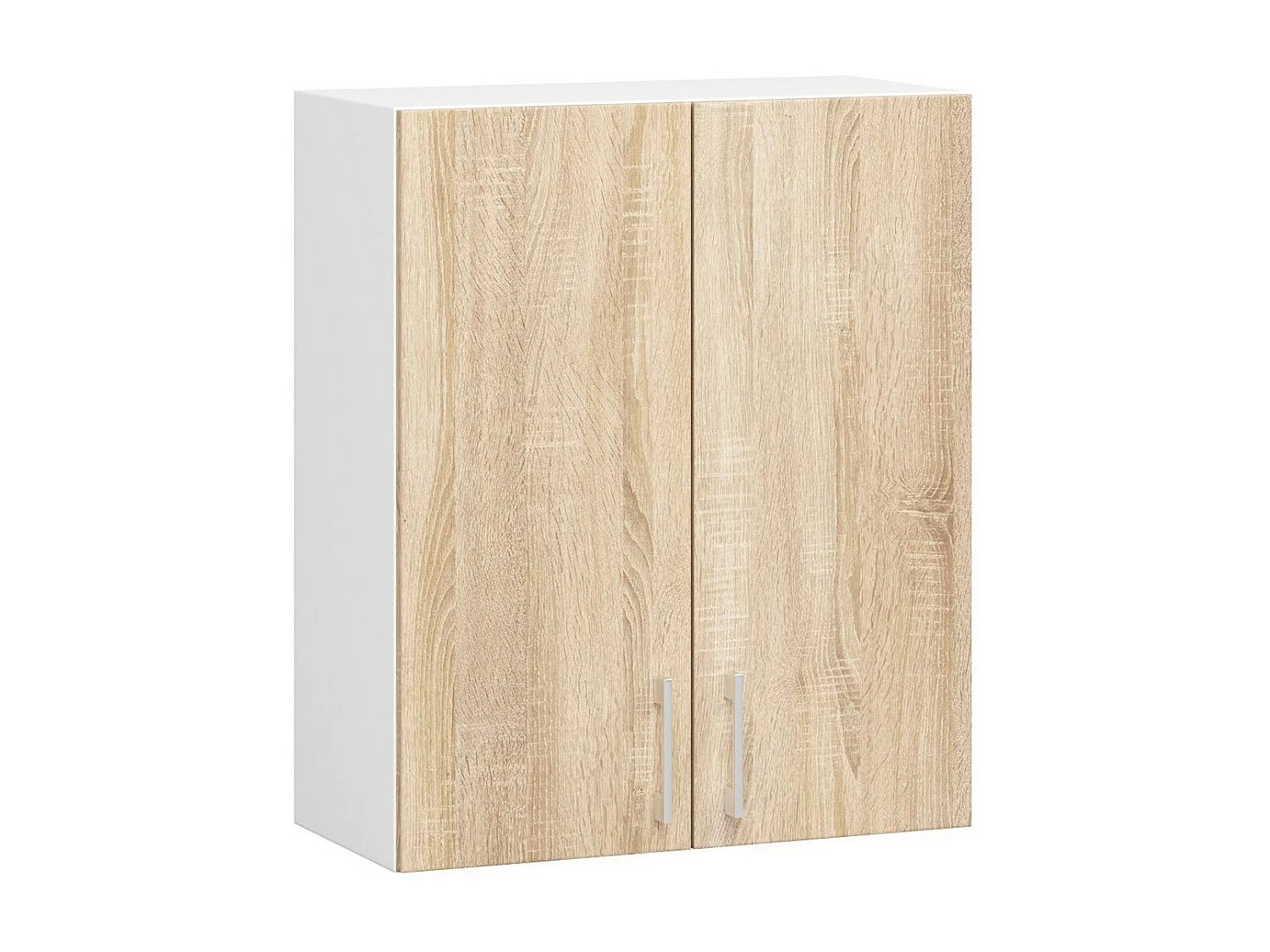 Hängeschrank Küchenschrank AKORD LIMA modular W60 Weiß 60 cm 2 Türen 2 Ebenen Front Sonoma-Eiche B60 x H72 x T30,5 cm