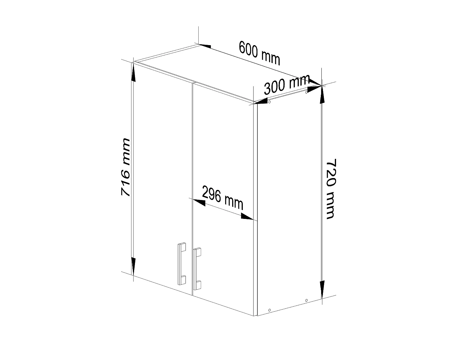 Hängeschrank Küchenschrank AKORD LIMA modular W60 Weiß 60 cm 2 Türen 2 Ebenen Front Sonoma-Eiche B60 x H72 x T30,5 cm