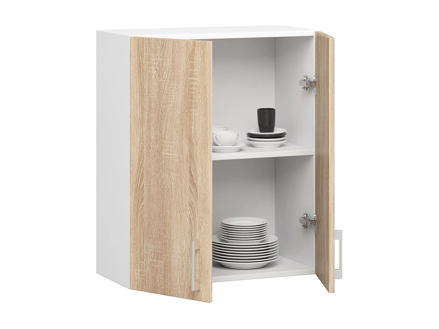 Mobile da cucina pensile sistema AKORD LIMA Bianco 60 cm 2 ante inserto frontale Sonoma Quercia 60x30,5x72 cm