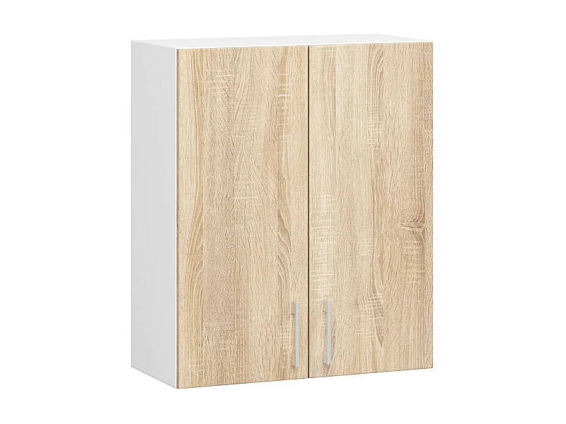 Armoires de cuisine haute AKORD W60 LIMA H720 Blanc 60 cm 2 portes façade Chêne Sonoma 2 étagères 60x30,5x72 cm