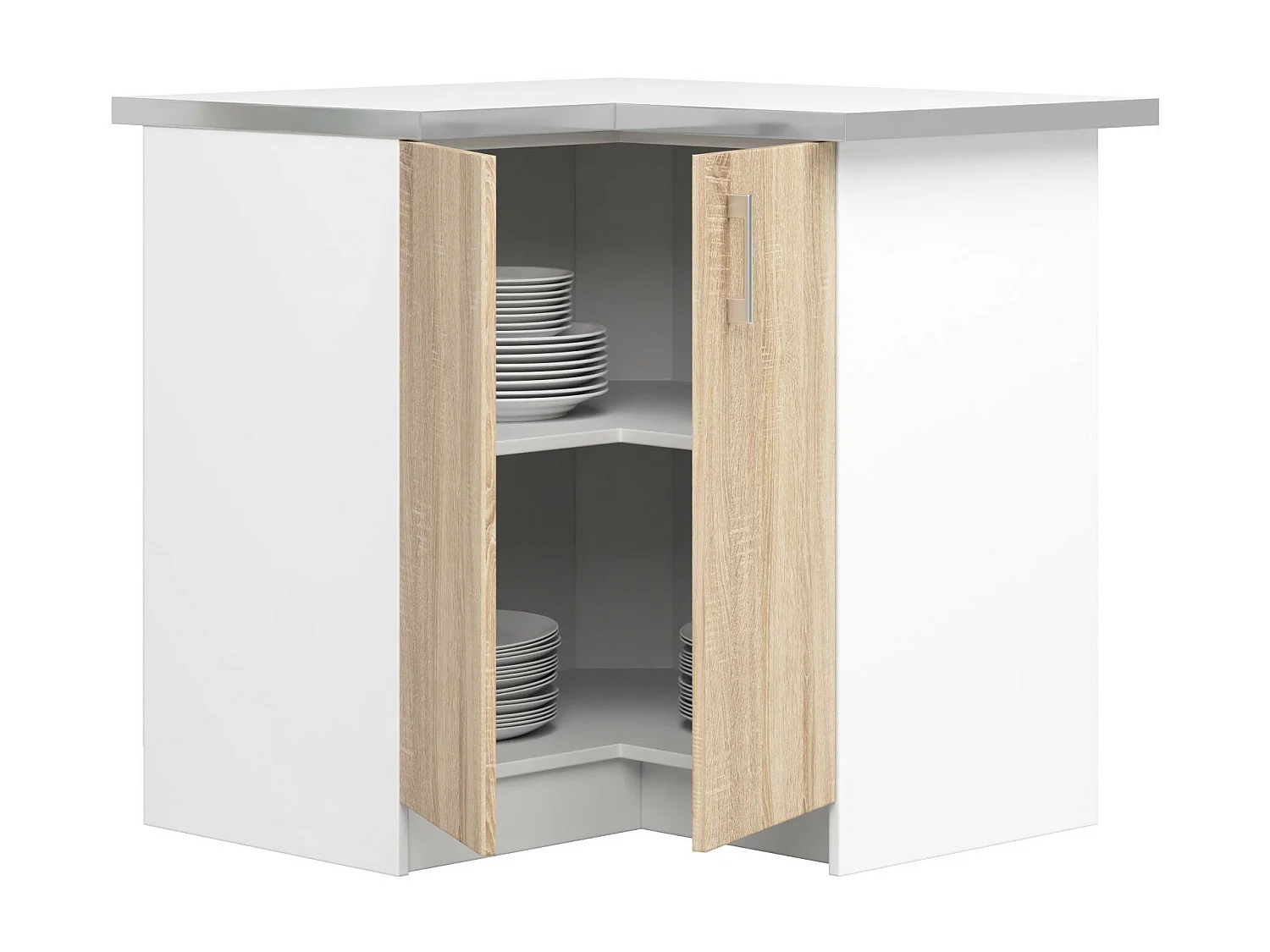 Hoek Keukenkast modulaire LIMA S90/90 / Onderkast / AKORD Furniture Factory / Wit - Sonoma Eik / 84 x 85,5 x 44,5 cm