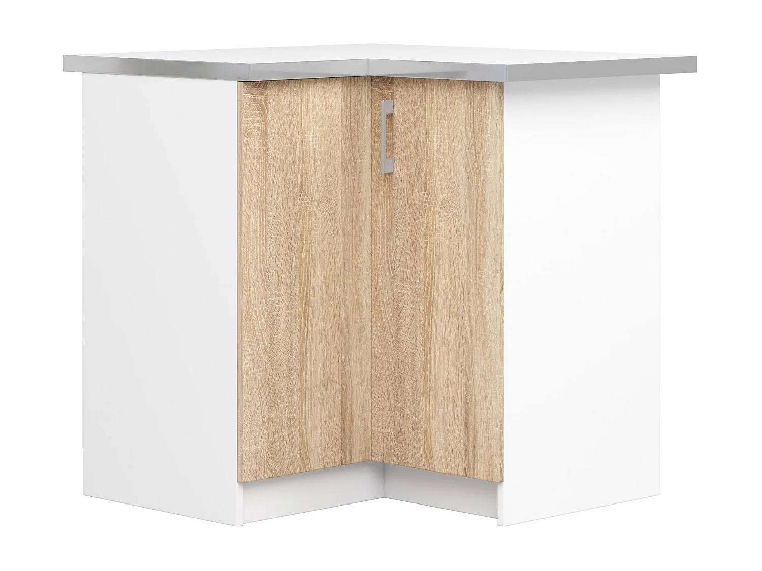Armoires de cuisine basse AKORD S90 d'angle LIMA modul. Blanc 84 cm 2 portes façade Chêne Sonoma 2 étagères 84x44,5x85,5 cm