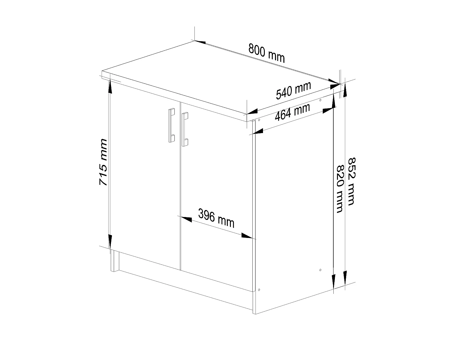 Armoires de cuisine basse AKORD S80 LIMA Blanc 80 cm 2 portes façade Chêne Sonoma 2 étagères 80x44,5x82 cm