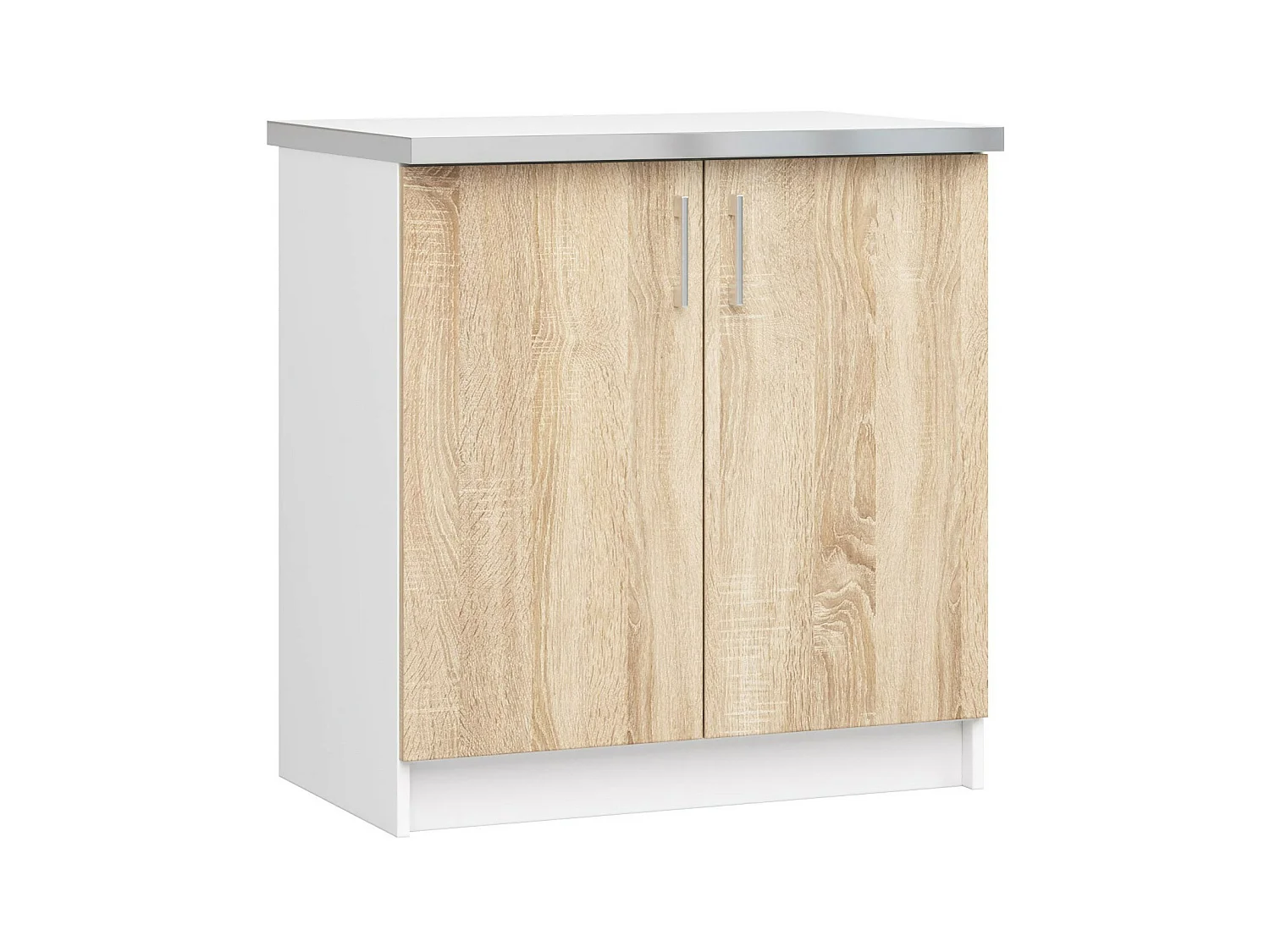 Armoires de cuisine basse AKORD S80 LIMA Blanc 80 cm 2 portes façade Chêne Sonoma 2 étagères 80x44,5x82 cm
