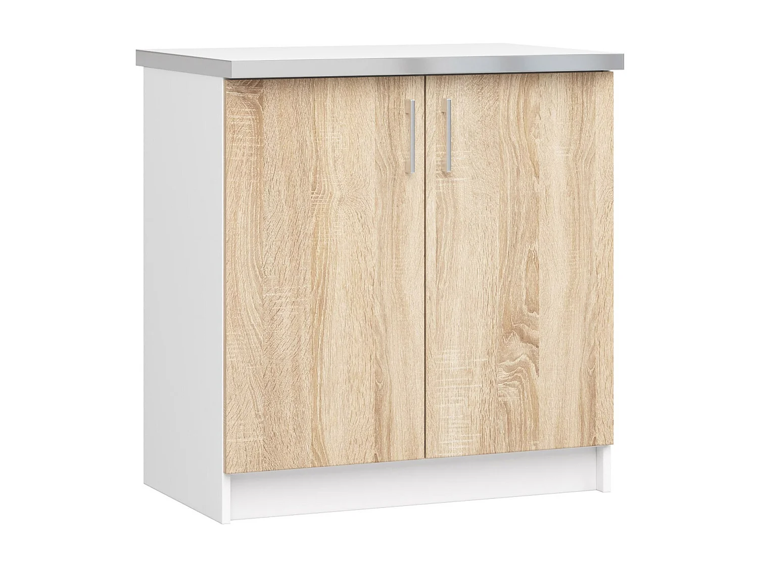 Szafka kuchenna AKORD LIMA S80 z blatem Biała 80 cm 2 drzwi kolor Dąb Sonoma mat 2 półki 80x44,5x82 cm