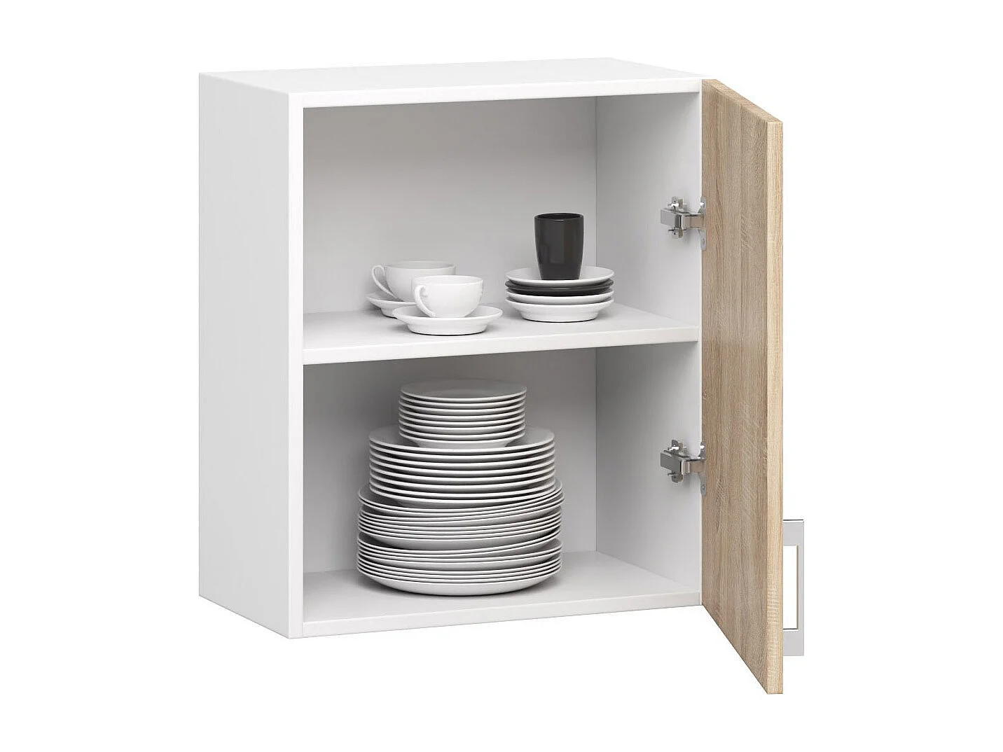Armoires de cuisine haute AKORD W50 LIMA Blanc 50 cm 1 porte façade Chêne Sonoma 2 étagères 50x30,5x58 cm