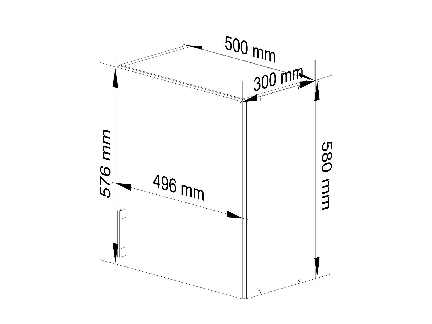 Armoires de cuisine haute AKORD W50 LIMA Blanc 50 cm 1 porte façade Chêne Sonoma 2 étagères 50x30,5x58 cm