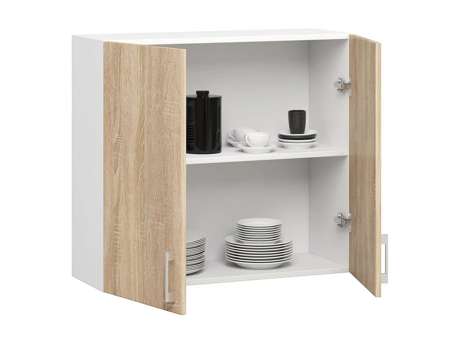Armoires de cuisine haute AKORD W80 LIMA H720 Blanc 80 cm 2 portes façade Chêne Sonoma 2 étagères 80x30,5x72 cm