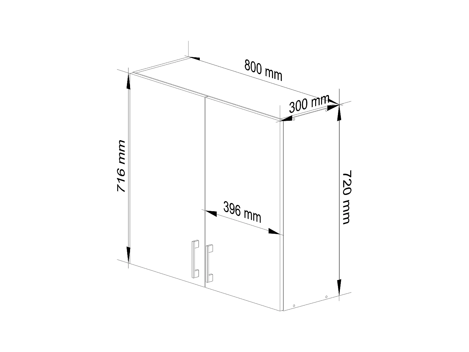 Armoires de cuisine haute AKORD W80 LIMA H720 Blanc 80 cm 2 portes façade Chêne Sonoma 2 étagères 80x30,5x72 cm