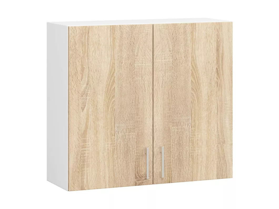 Kauf Unique Hängeschrank Küchenschrank AKORD LIMA modular W80 Weiß 80 cm 2 Türen 2 Ebenen Front Sonoma-Eiche B80 x H72 x T30,5 cm