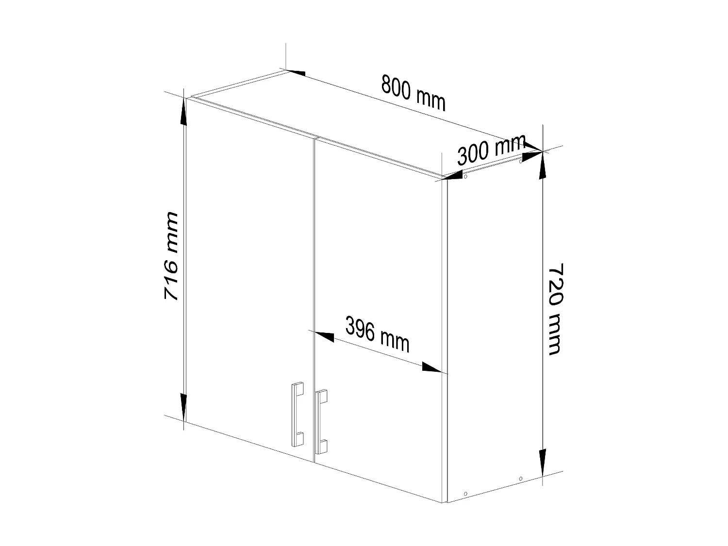 Keukenkast modulaire LIMA W80 met 2 Deuren / Hangkast / Bovenkast / AKORD Furniture Factory / Wit - Sonoma Eik / 80 x 72 x 30,5 cm
