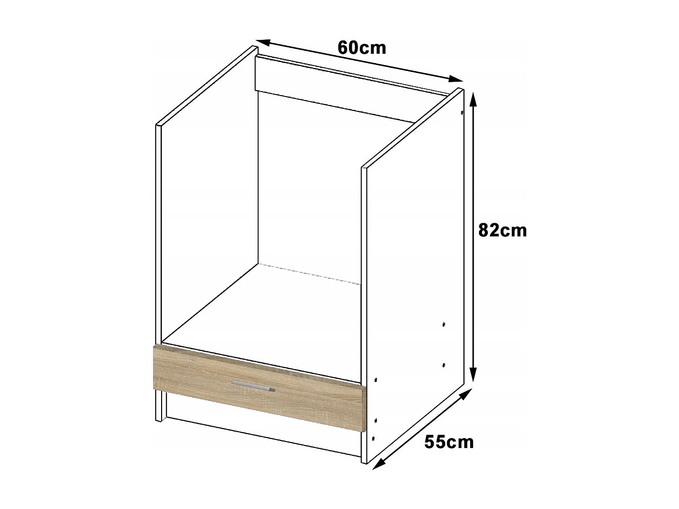 Szafka kuchenna pod piekarnik AKORD S60 z blatem system LIMA Biała 60 cm 1 drzwi kolor Dąb Sonoma mat 1 półka 60x55x82 cm