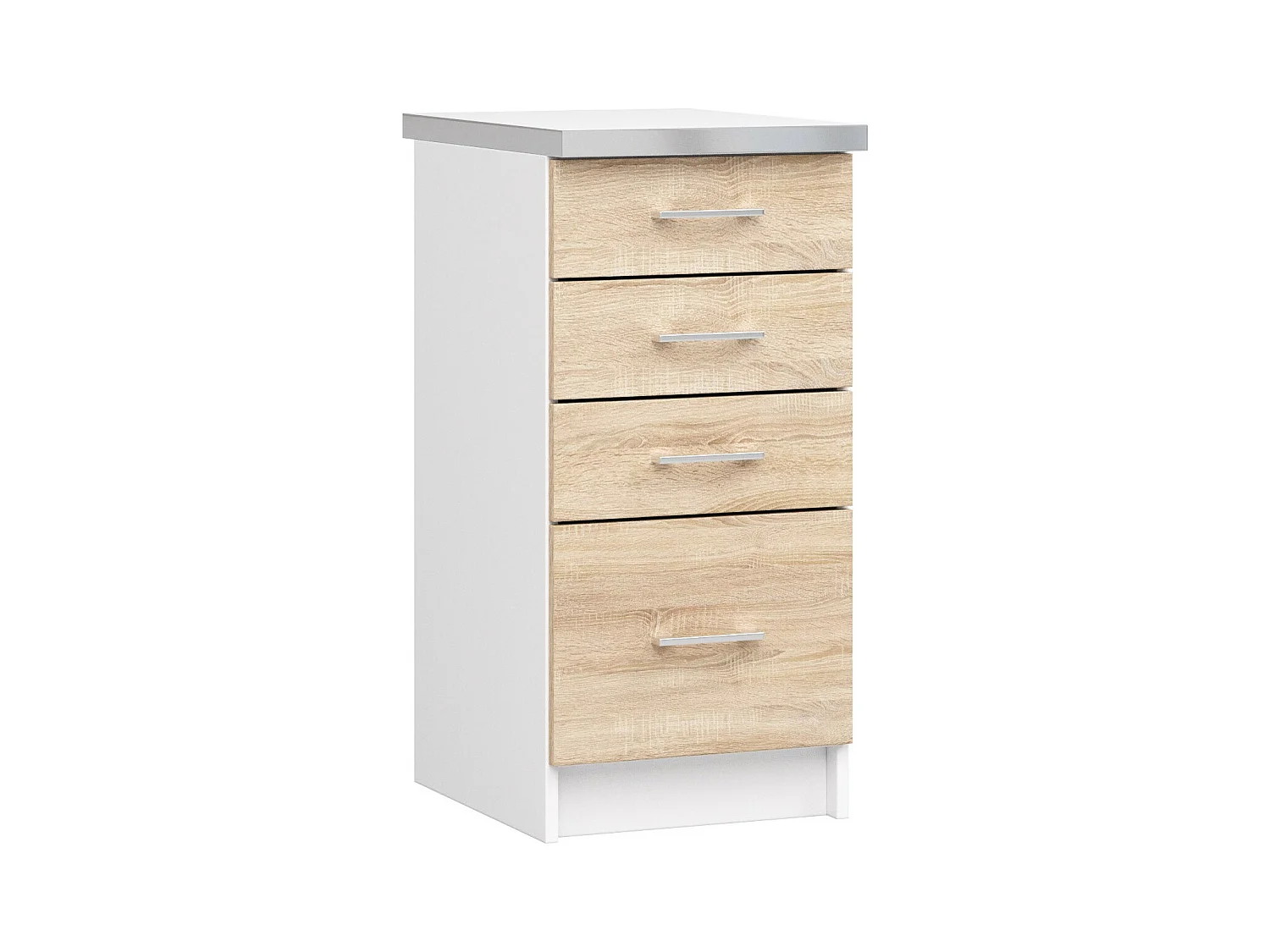Mobile cucina modulare con piano di lavoro AKORD LIMA Bianco 40 cm 4 cassetti inserto frontale Sonoma Quercia 40x44,5x82 cm