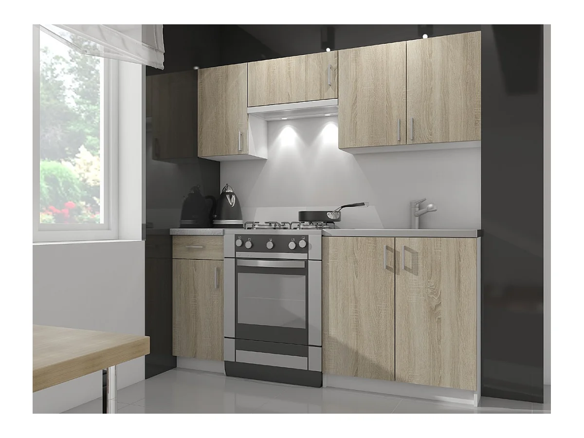 Mobile cucina modulare con piano di lavoro AKORD LIMA Bianco 40 cm 4 cassetti inserto frontale Sonoma Quercia 40x44,5x82 cm