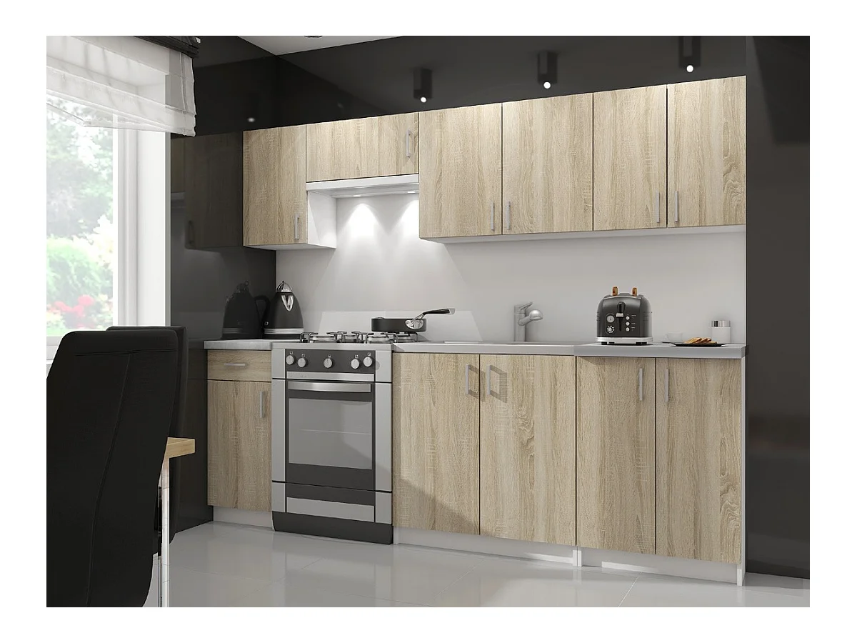 Mobile cucina modulare con piano di lavoro AKORD LIMA Bianco 40 cm 4 cassetti inserto frontale Sonoma Quercia 40x44,5x82 cm
