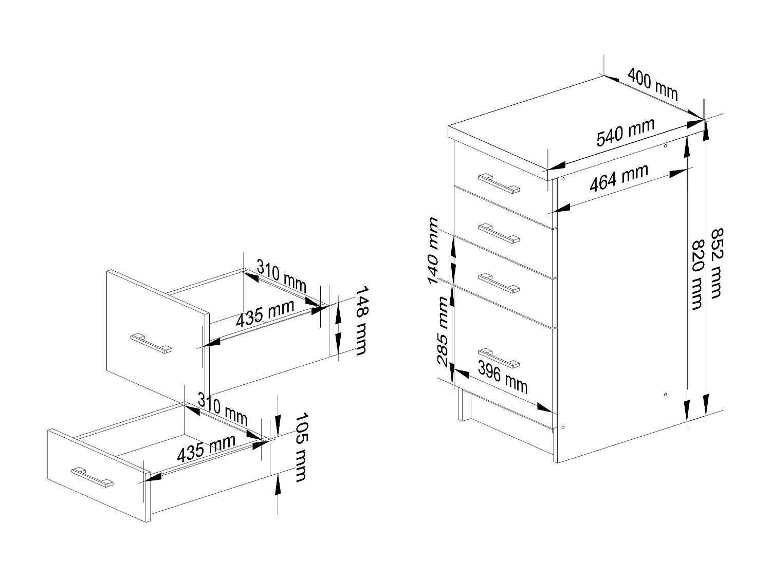 Keukenkast modulaire LIMA S40 met Verkblad / Onderkast met 4 Lades / AKORD Furniture Factory / 40 x 82 x 44,5 cm