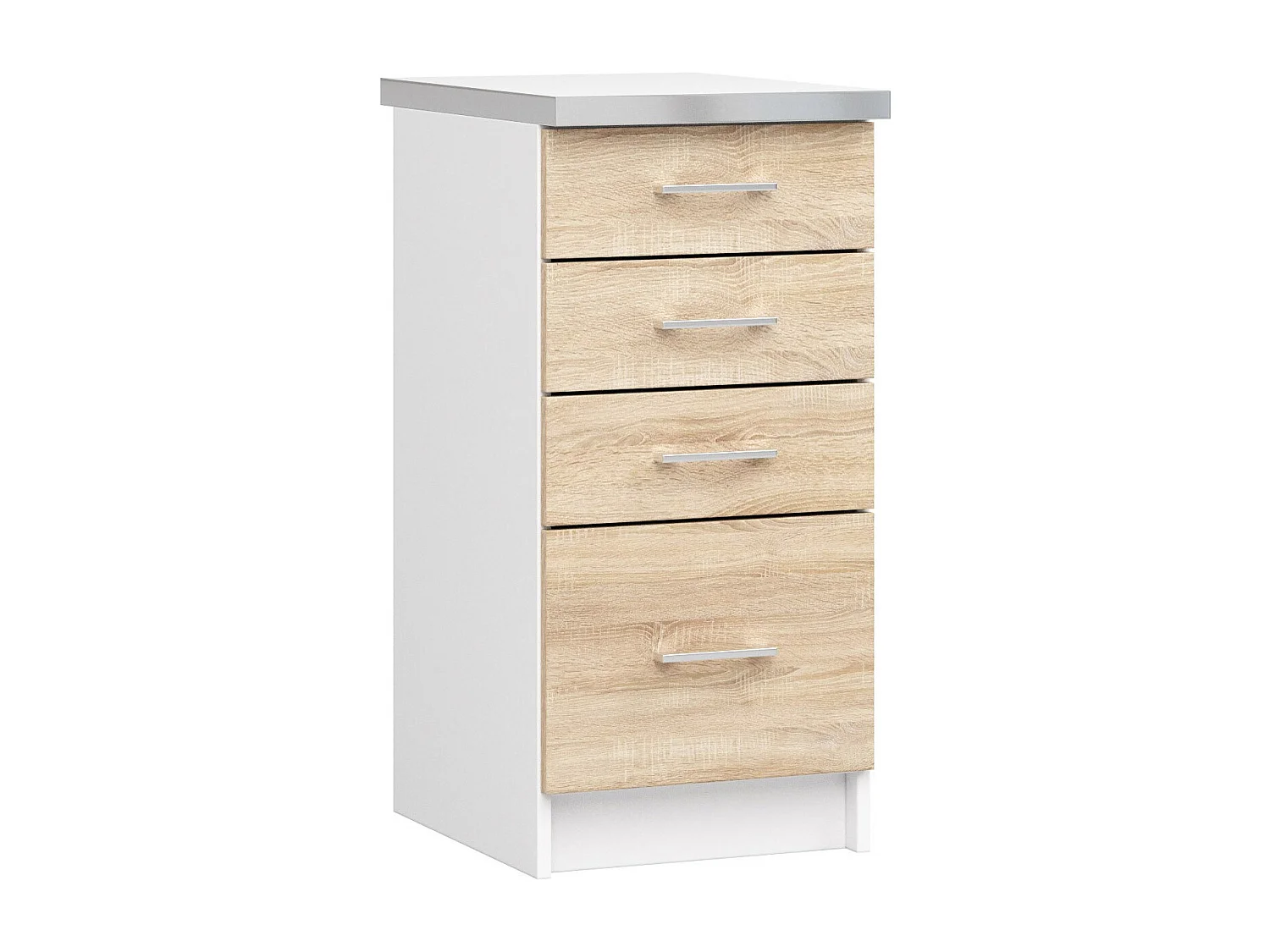 Szafka kuchenna AKORD S40 z blatem system LIMA Biała 40 cm 4 szuflady kolor Dąb Sonoma mat 40x44,5x82 cm