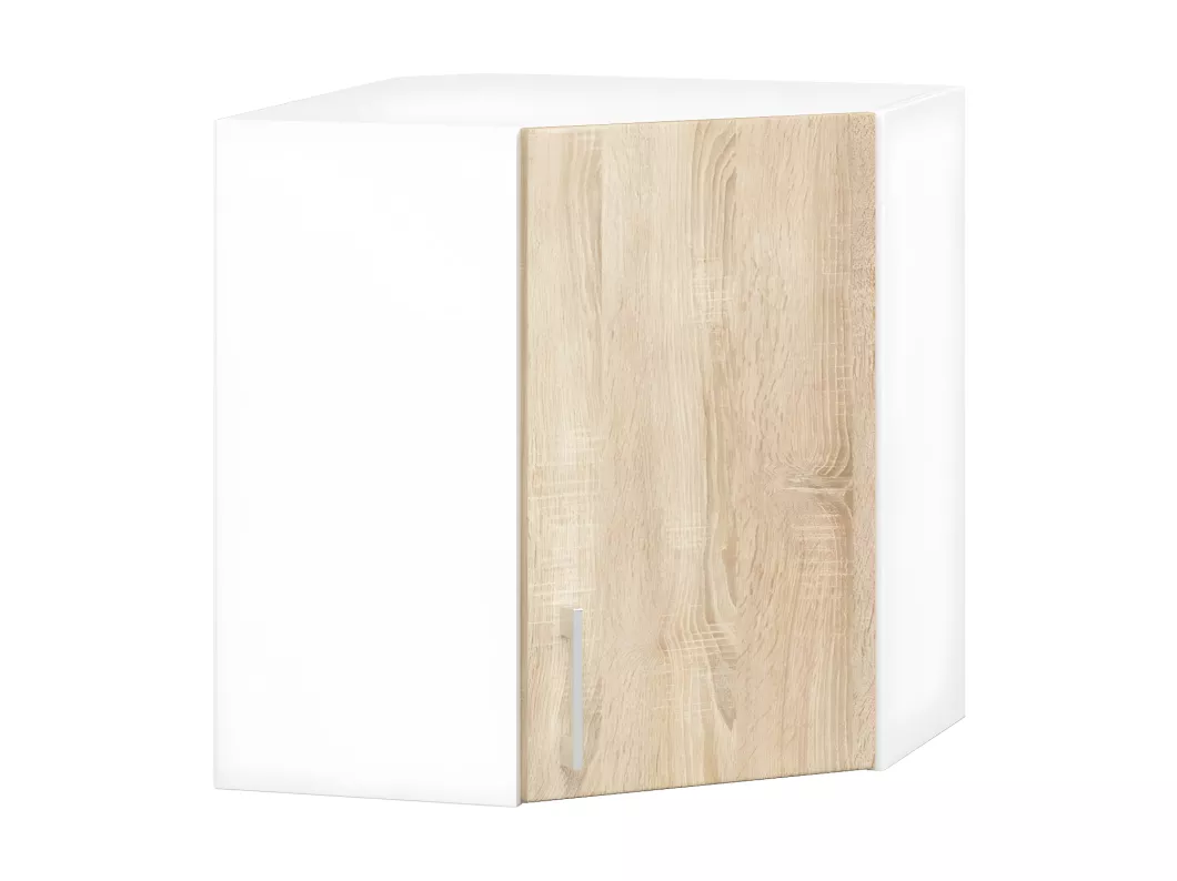 Kauf Unique Hängeschrank für die Ecke Küche AKORD LIMA modular W60 Weiß 60 cm Tür 2 Ebenen Front Sonoma-Eiche B60 x H58 x T30,5 cm