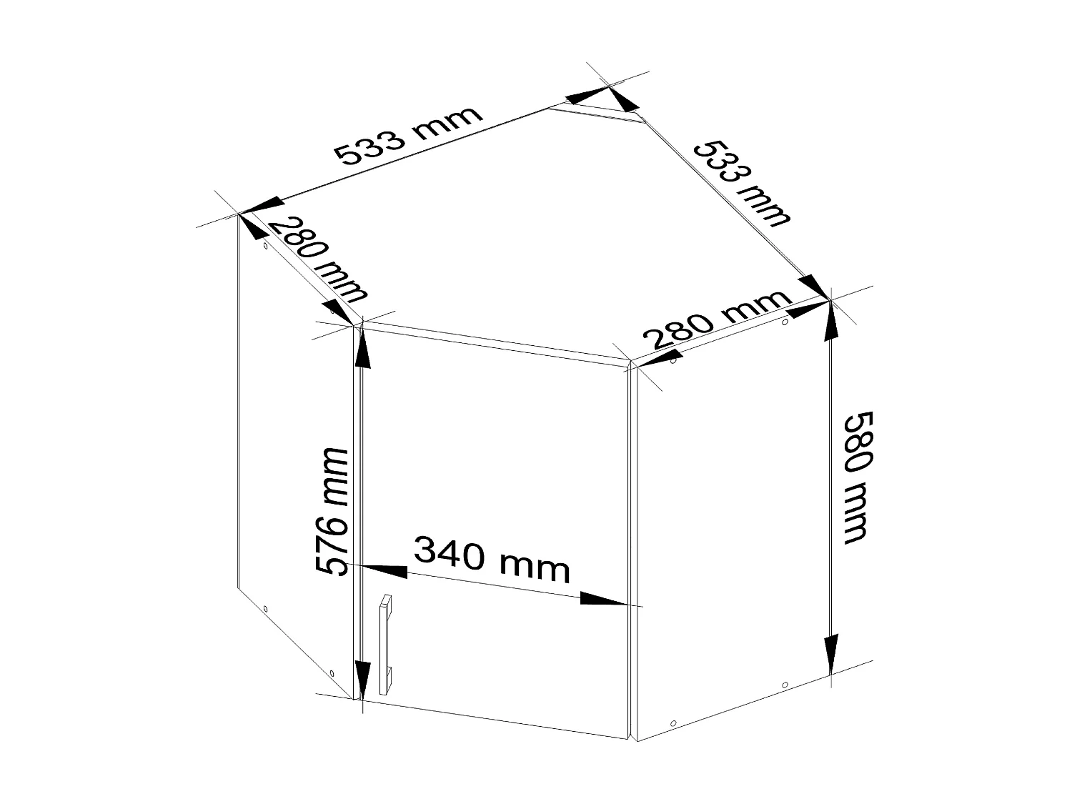 Armoires de cuisine haute AKORD d'angle W60 LIMA Blanc 60 cm 1 porte façade Chêne Sonoma 2 étagères 60x30,5x58 cm