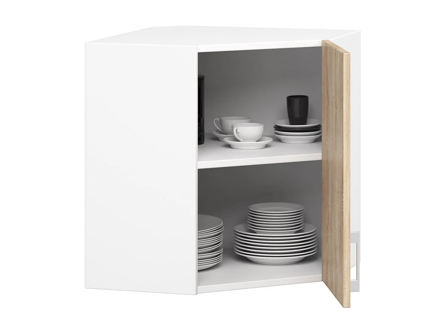 Armoires de cuisine haute AKORD d'angle W60 LIMA Blanc 60 cm 1 porte façade Chêne Sonoma 2 étagères 60x30,5x58 cm