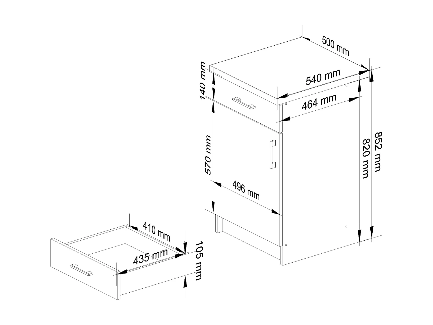 LIMA Staan Kast S50 met Blad Wit/Eiken Sonoma, 1 Lade & 2 Planken, 50cm Breed, Mat Afwerking, Zelfmontage