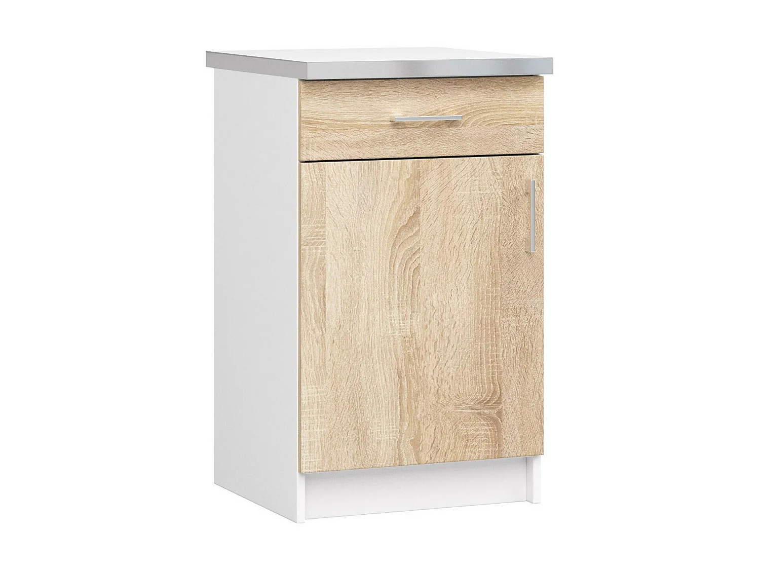 Keukenkast modulaire LIMA S50 met Verkblad / Onderkast met 1 Deur en 1 Lade / AKORD Furniture Factory / Wit - Sonoma Eik / 50 x 82 x 44,5 cm