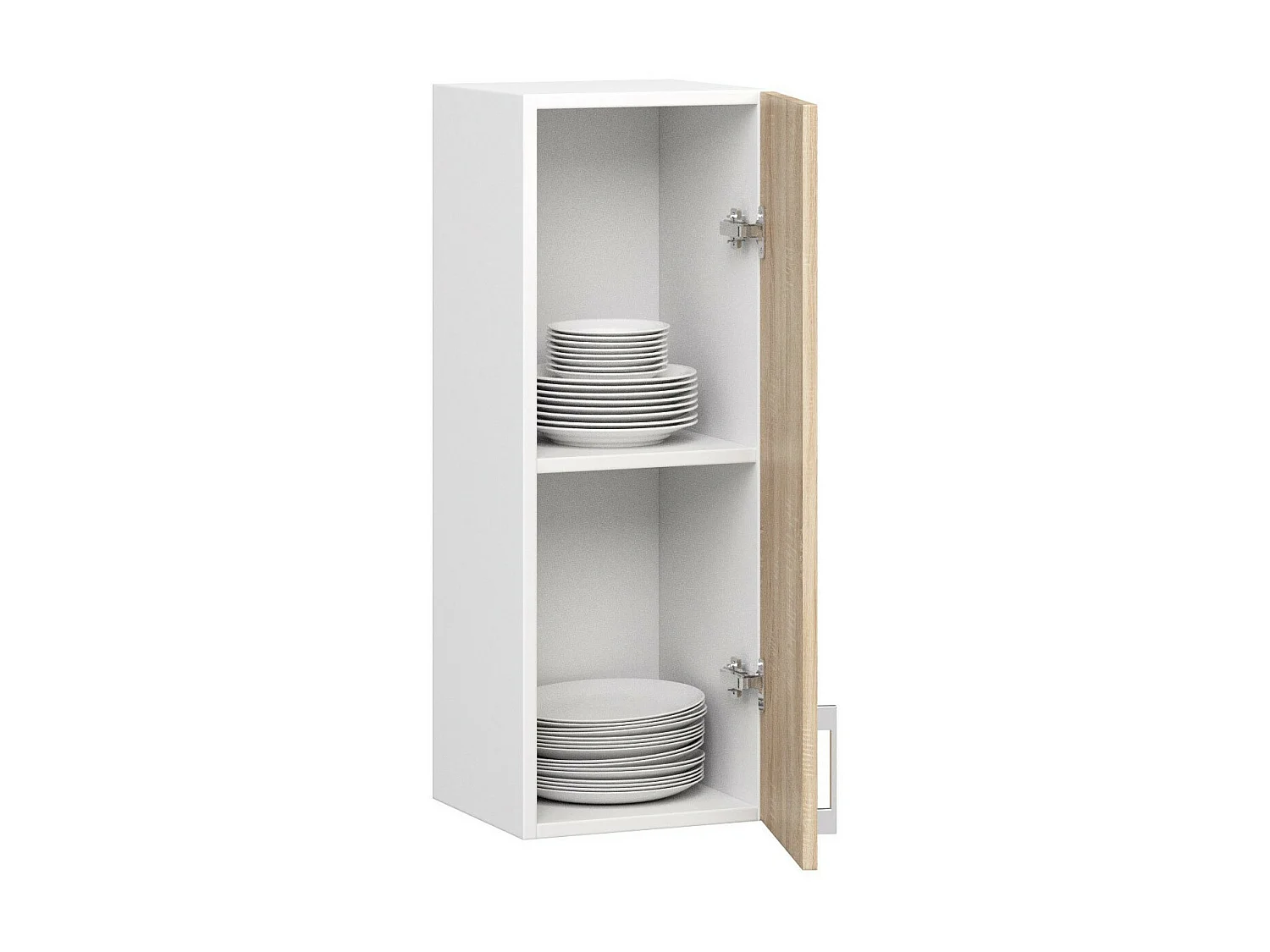 Keukenkast modulaire LIMA W30 met 1 Deur / Hangkast / Bovenkast / AKORD Furniture Factory / Wit - Sonoma Eik / 30 x 72 x 30,5 cm