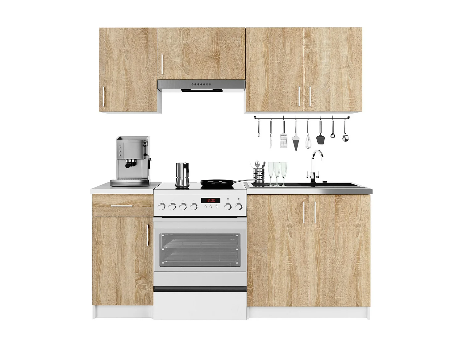 Keukenkast modulaire LIMA W30 met 1 Deur / Hangkast / Bovenkast / AKORD Furniture Factory / Wit - Sonoma Eik / 30 x 72 x 30,5 cm