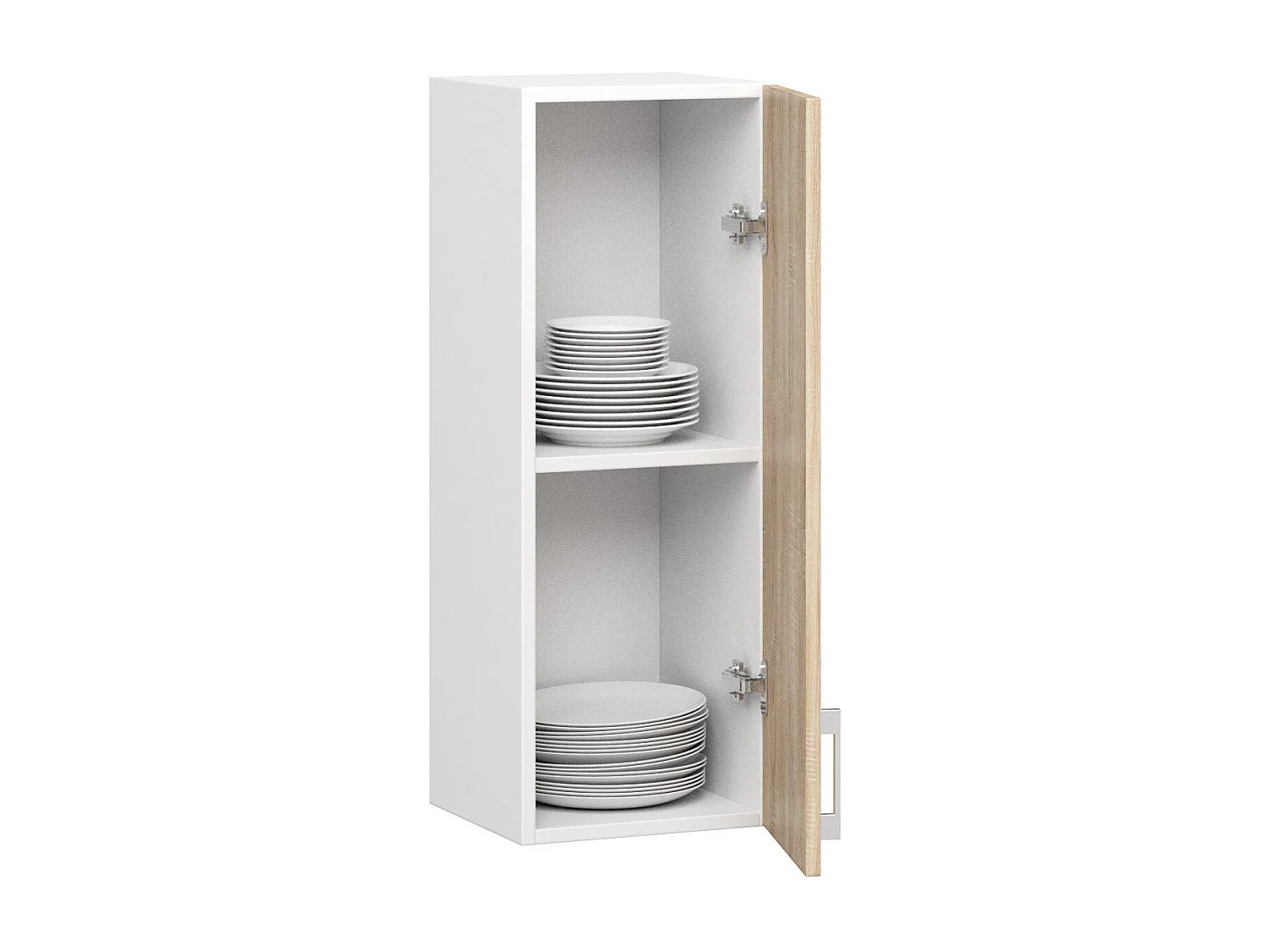 Armoires de cuisine haute AKORD W30 LIMA H720 Blanc 30 cm 1 porte façade Chêne Sonoma 2 étagères 30x30,5x72 cm