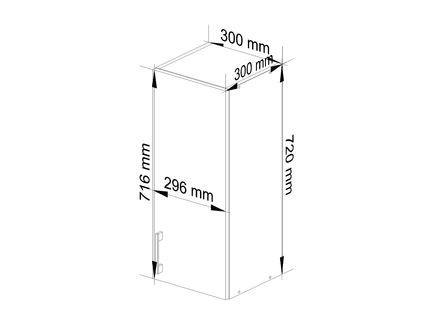Armoires de cuisine haute AKORD W30 LIMA H720 Blanc 30 cm 1 porte façade Chêne Sonoma 2 étagères 30x30,5x72 cm