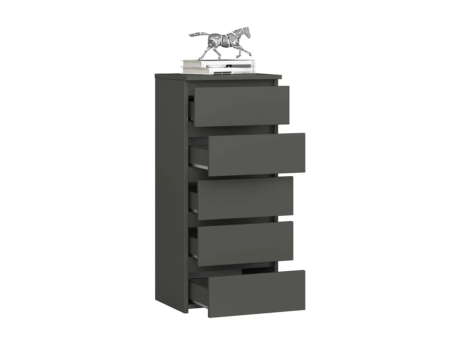 Cómoda AKORD CL5 Grafito Gris 40 cm 5 cajones frente en color Grafito Gris 40x35x92 cm