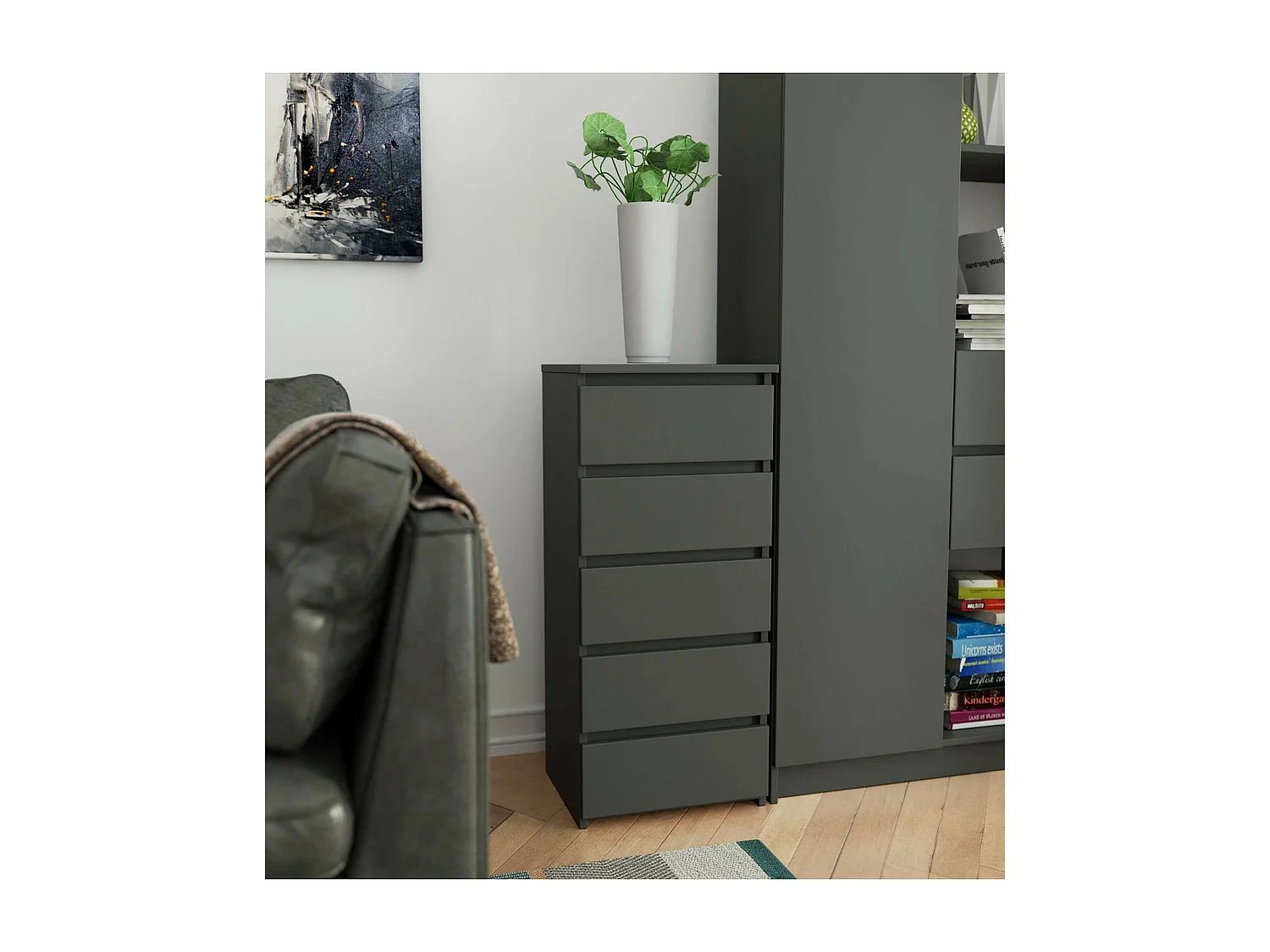 Commode AKORD CL5 Gris Graphite 40 cm 5 tiroirs façade Gris Graphite 40x35x92 cm