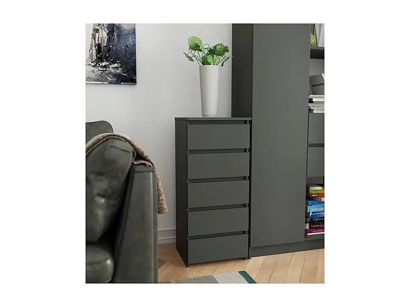 Cómoda AKORD CL5 Grafito Gris 40 cm 5 cajones frente en color Grafito Gris 40x35x92 cm