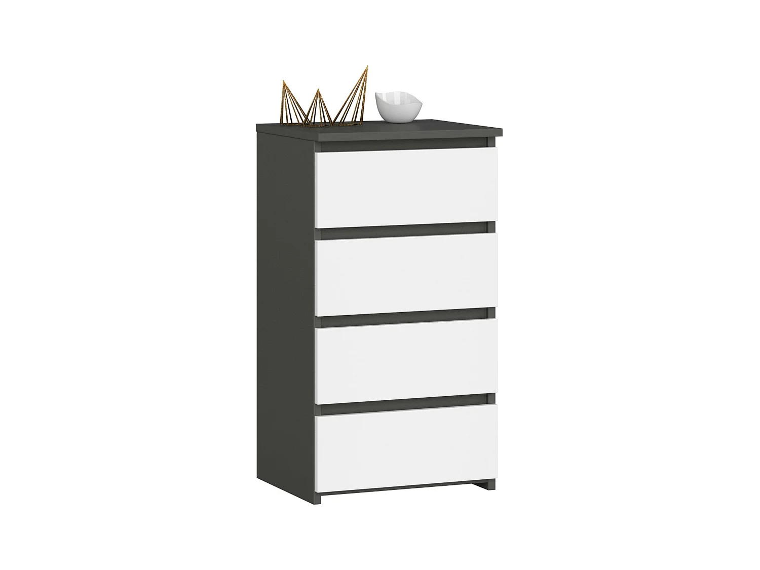 Commode AKORD CL4 Gris Graphite 40 cm 4 tiroirs façade Blanche 40x35x74 cm