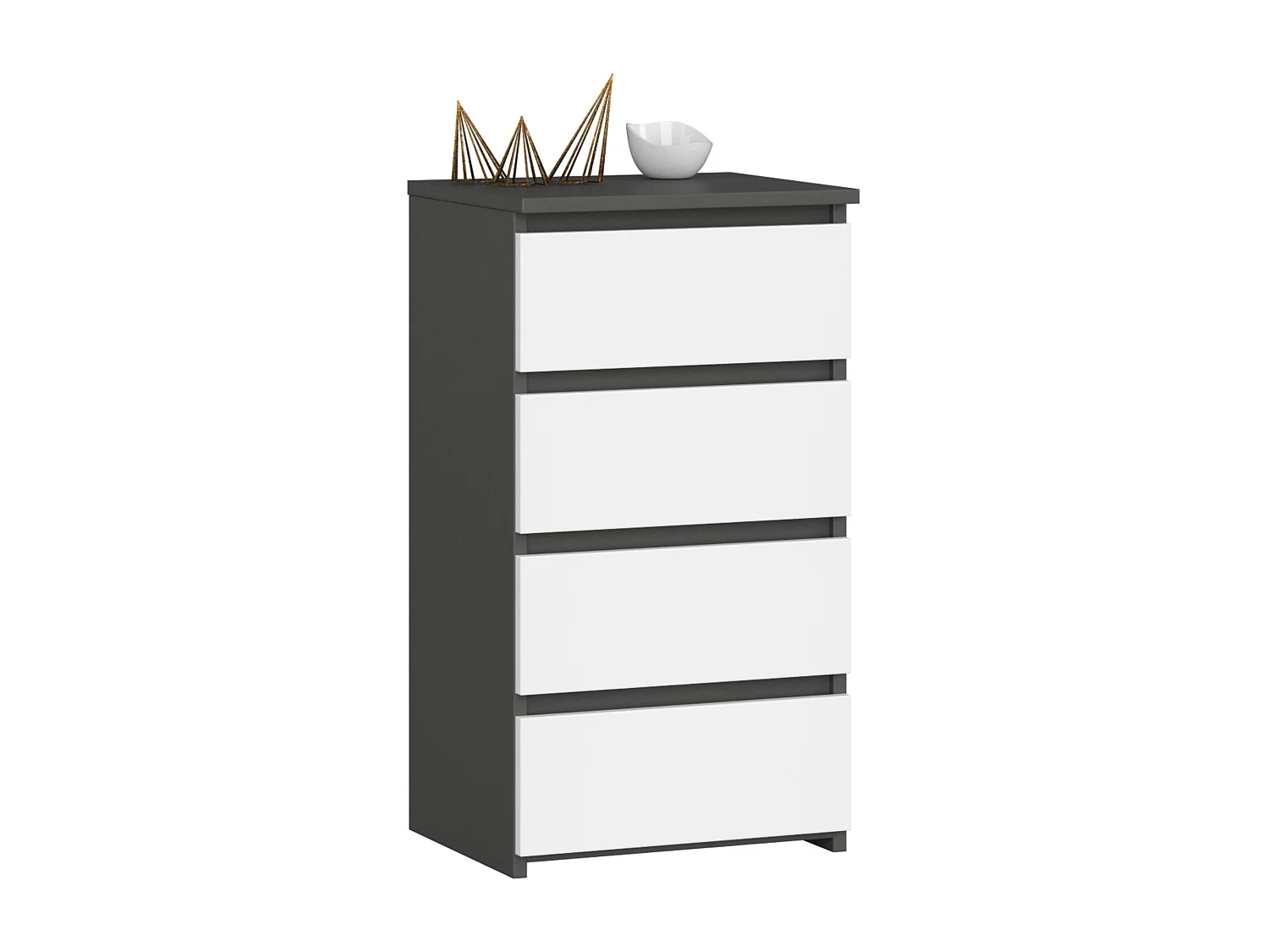 Commode AKORD CL4 Gris Graphite 40 cm 4 tiroirs façade Blanche 40x35x74 cm