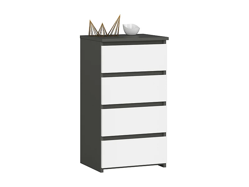 Commode AKORD CL4 Gris Graphite 40 cm 4 tiroirs façade Blanche 40x35x74 cm