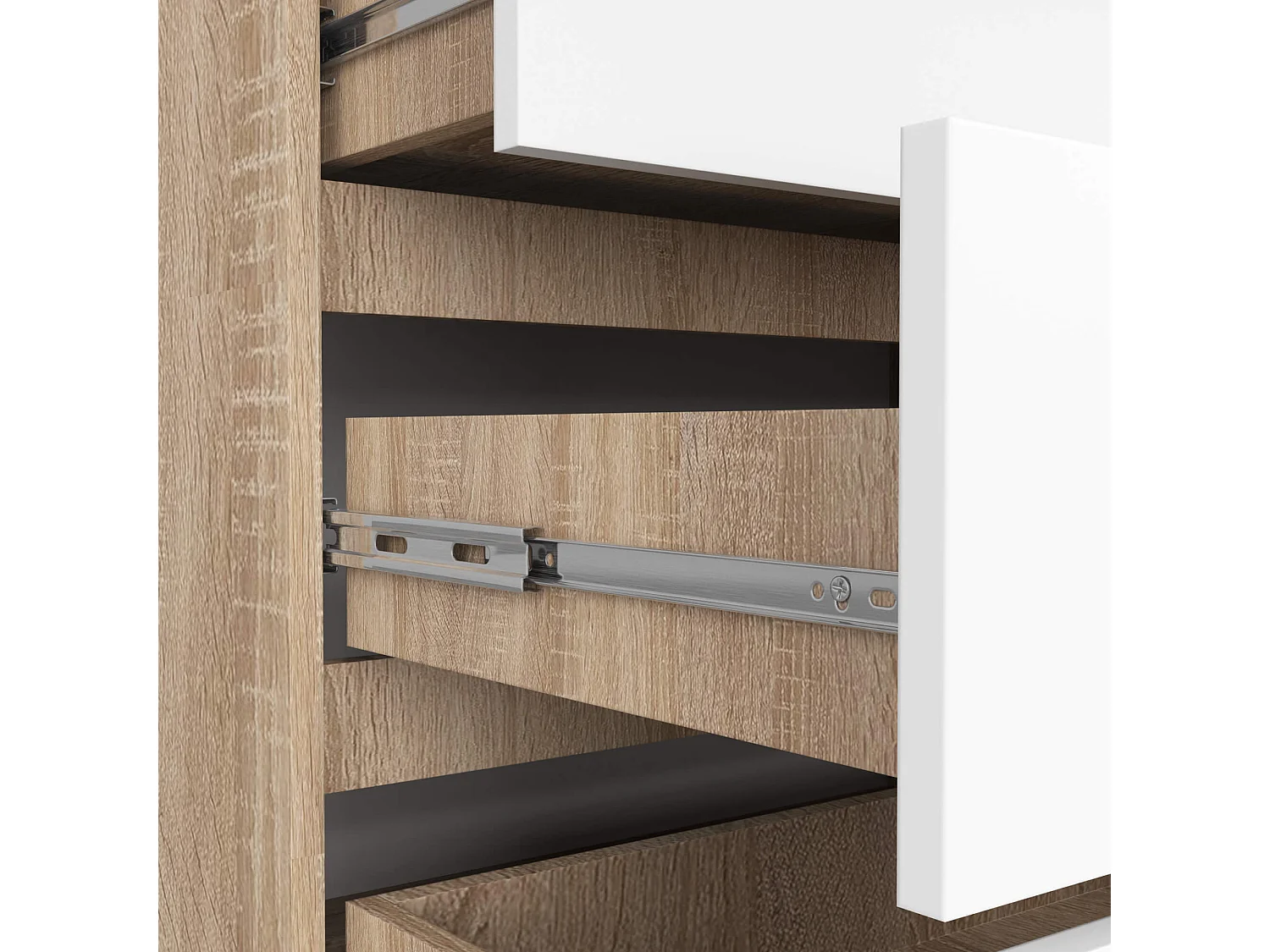 Cassettiera AKORD K160 Sonoma Quercia 160 cm 8 cassetti inserto frontale Bianco 160x40x99 cm