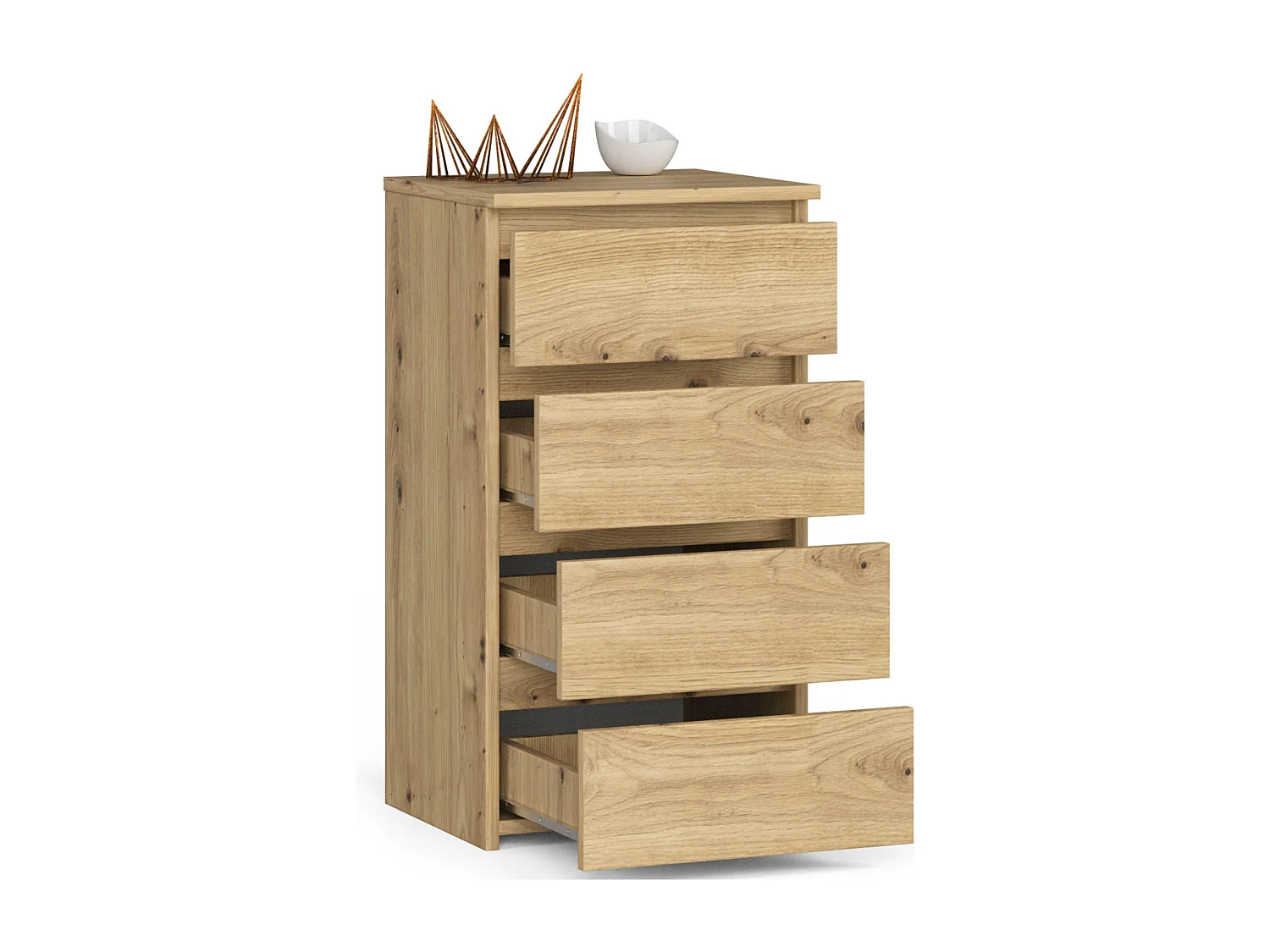 Commode AKORD CL4 Chêne Artisan 40 cm 4 tiroirs façade Chêne Artisan 40x35x74 cm